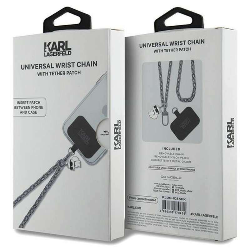 SPOTT-GR Karl Lagerfeld - Λουράκι Καρπού για Θήκες Κινητών (Wrist Chain Choupette) - Ασημί
