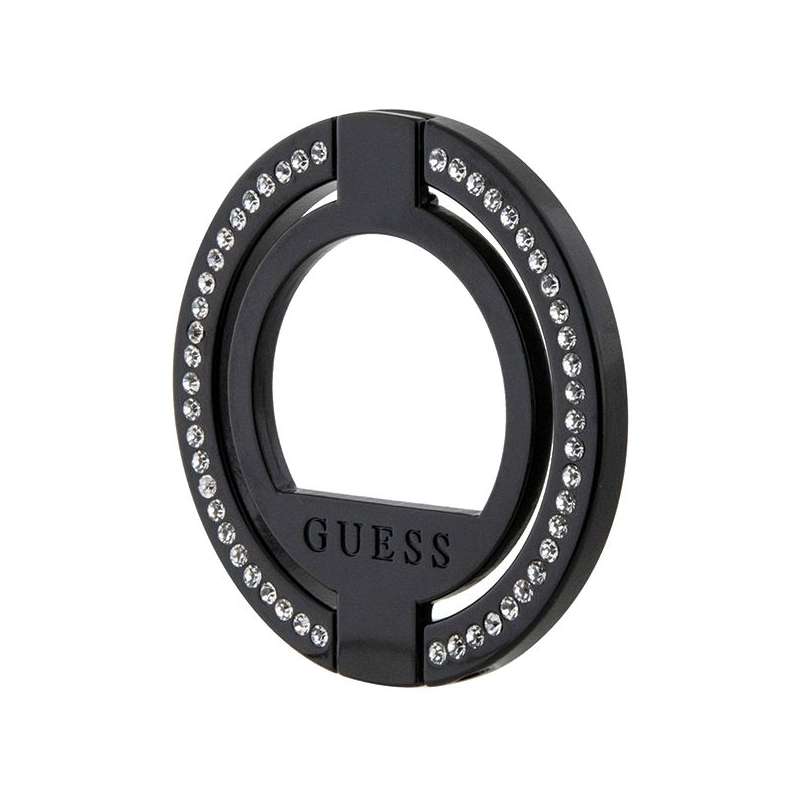 SPOTT-GR GUESS 4G Ring Stand - Δαχτυλίδι Κρατήματος Κινητού σε Χρώμα Μαύρο με Στρασάκια (Rhinestones)