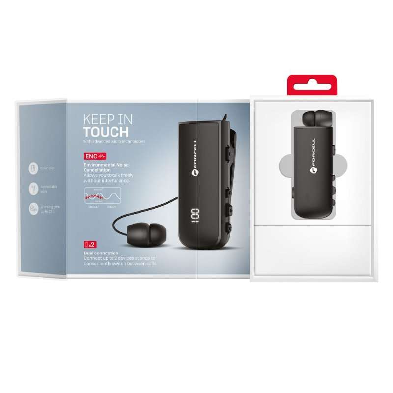 SPOTT-GR Forcell F-Audio Drive - Ακουστικό Bluetooth με ENC (Ακύρωση Θορύβου) , Κλιπ & Δόνηση - Μαύρο