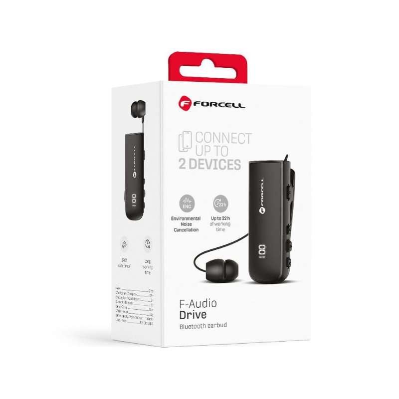 SPOTT-GR Forcell F-Audio Drive - Ακουστικό Bluetooth με ENC (Ακύρωση Θορύβου) , Κλιπ & Δόνηση - Μαύρο