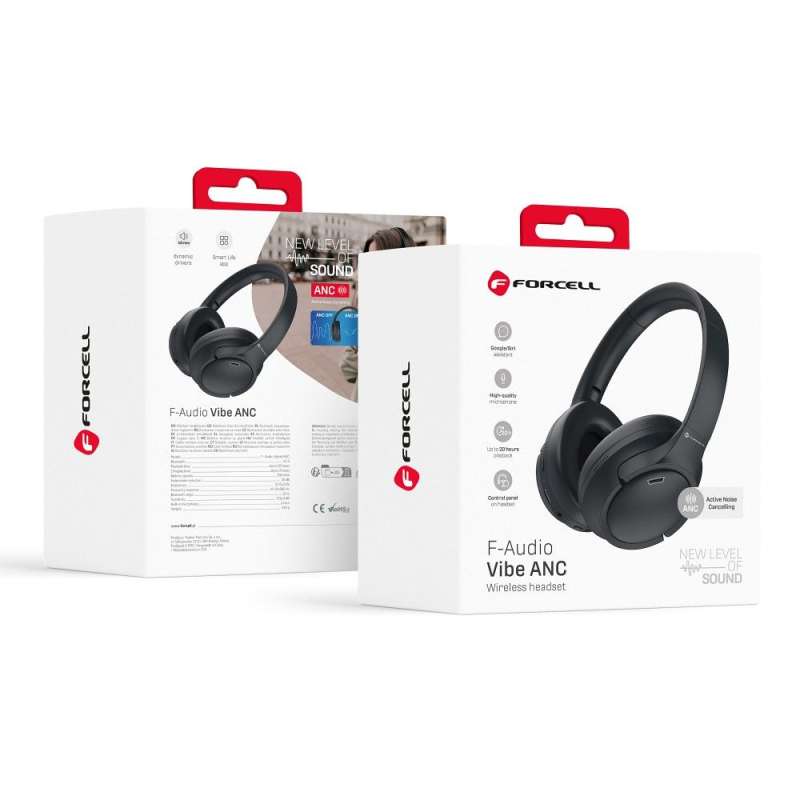SPOTT-GR Forcell F-Audio Vibe - Over-Ear Ακουστικά Bluetooth με ANC (Ακύρωση Θορύβου) & Tuya App - Μαύρα