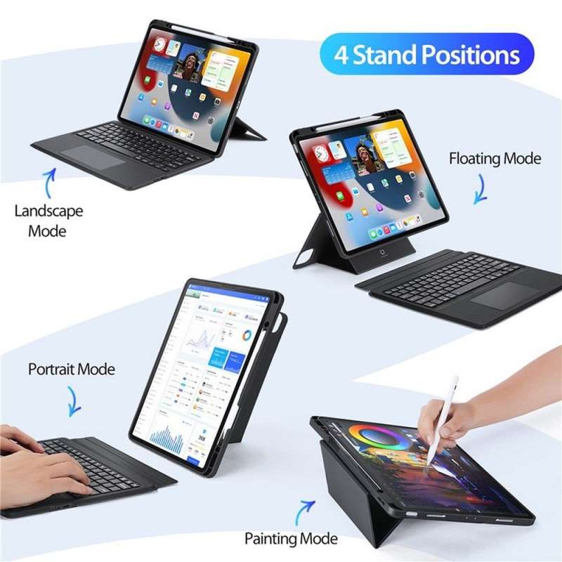 SPOTT-GR Dux Ducis DK Foldable - Θήκη Tablet με Ασύρματο Πληκτρολόγιο QWERTY για Apple iPad Air 13 (2024) / iPad Pro 12.9 (2020/2021/2022) σε Μαύρο Χρώμα