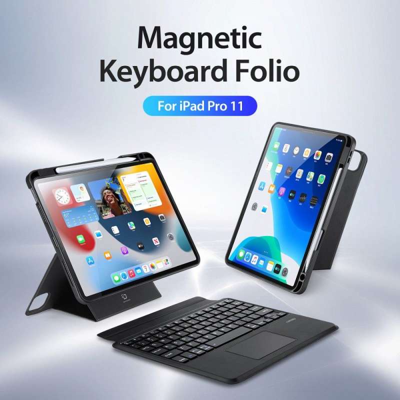 SPOTT-GR Dux Ducis DK Foldable - Θήκη Tablet με Ασύρματο Πληκτρολόγιο QWERTY για Apple iPad Pro 11 (2018 / 2020 / 2021 / 2022) σε Μαύρο Χρώμα