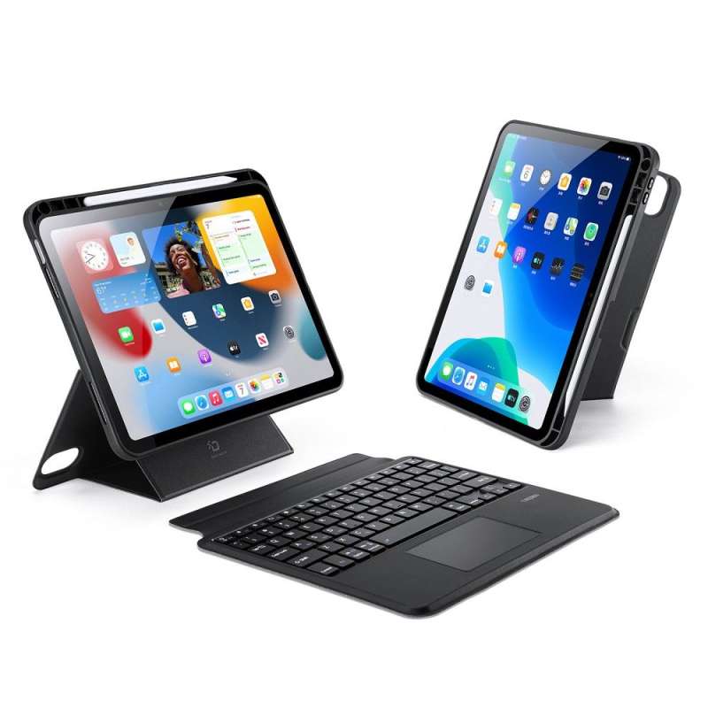 SPOTT-GR Dux Ducis DK Foldable - Θήκη Tablet με Ασύρματο Πληκτρολόγιο QWERTY για Apple iPad 10.9 (2022) σε Μαύρο Χρώμα