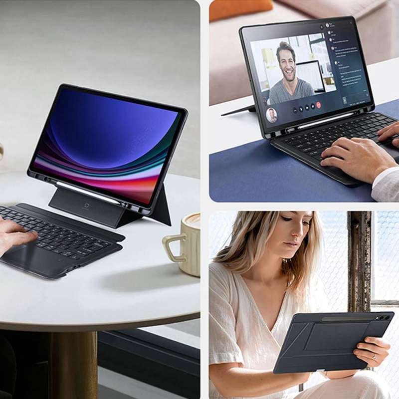 SPOTT-GR Dux Ducis DK Foldable - Θήκη Tablet με Ασύρματο Πληκτρολόγιο QWERTY για Samsung Tab S10 Plus / S9 Plus / S9 FE Plus σε Μαύρο Χρώμα
