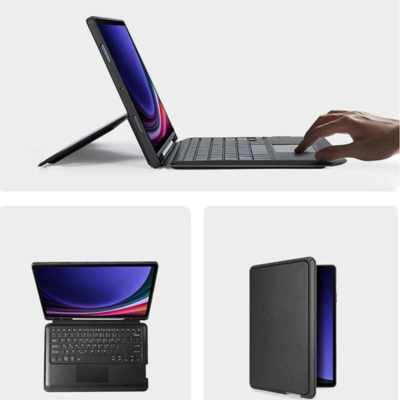 SPOTT-GR Dux Ducis DK Foldable - Θήκη Tablet με Ασύρματο Πληκτρολόγιο QWERTY για Samsung Tab S10 Plus / S9 Plus / S9 FE Plus σε Μαύρο Χρώμα