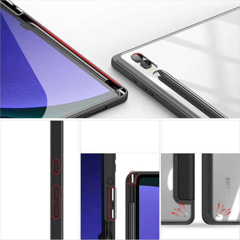 SPOTT-GR Dux Ducis Toby - Θήκη με Υποδοχή Στυλό για Samsung Galaxy Tab S8 Ultra / S9 Ultra / S10 Ultra σε Μαύρο Χρώμα