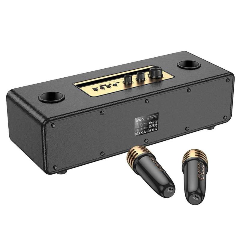 SPOTT-GR Hoco BS63 - Ηχείο Bluetooth με 2 Ασύρματα Μικρόφωνα για Καραόκε 20W - Μαύρο