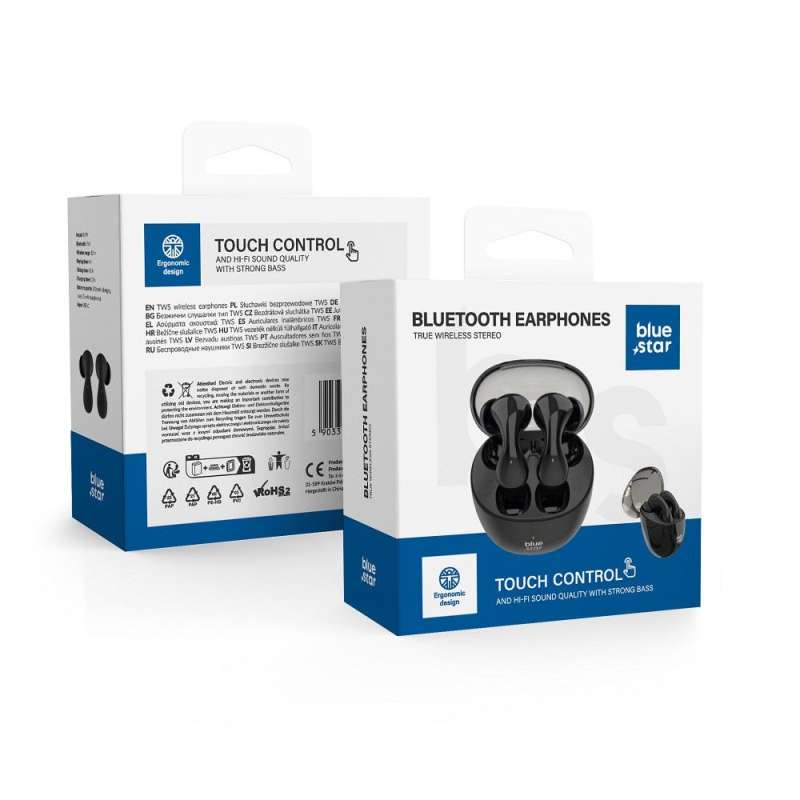 SPOTT-GR Blue Star BK99 - Ασύρματα Ακουστικά Bluetooth 5.4 σε Μαύρο Χρώμα
