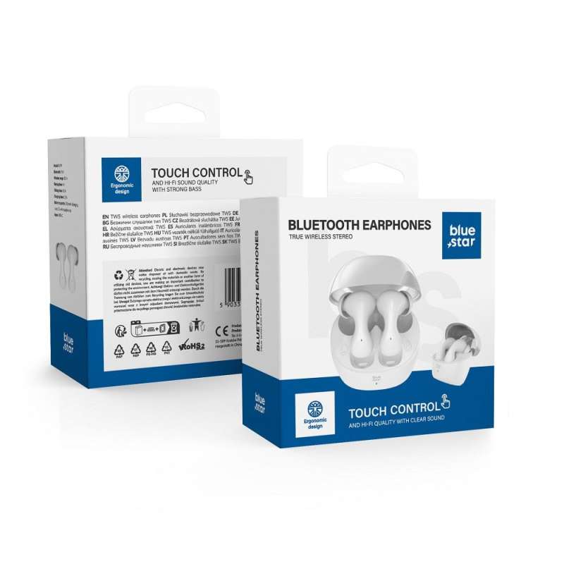 SPOTT-GR Blue Star TWS BK92 - Ασύρματα In-Ear Ακουστικά Bluetooth σε Άσπρο Xρώμα