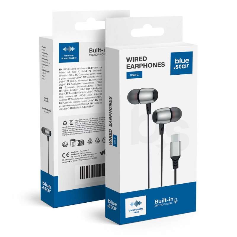 SPOTT-GR Blue Star M09C - Ενσύρματα In-Ear Ακουστικά  Type-C (DAC) με Μικρόφωνο 1.2m - Μαύρα