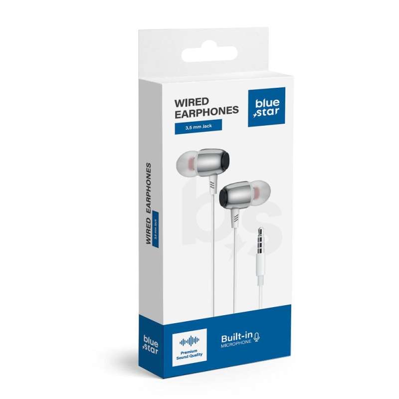 SPOTT-GR Blue Star M09 - Ενσύρματα In-Ear Ακουστικά με Καρφί 3.5mm και Μικρόφωνο 1.2m - Άσπρα