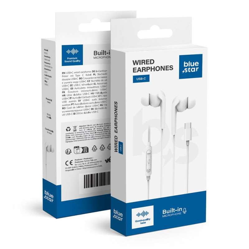 SPOTT-GR Blue Star M15C - Ενσύρματα In-Ear Ακουστικά  Type-C (DAC) με Μικρόφωνο 1.2m - Άσπρα