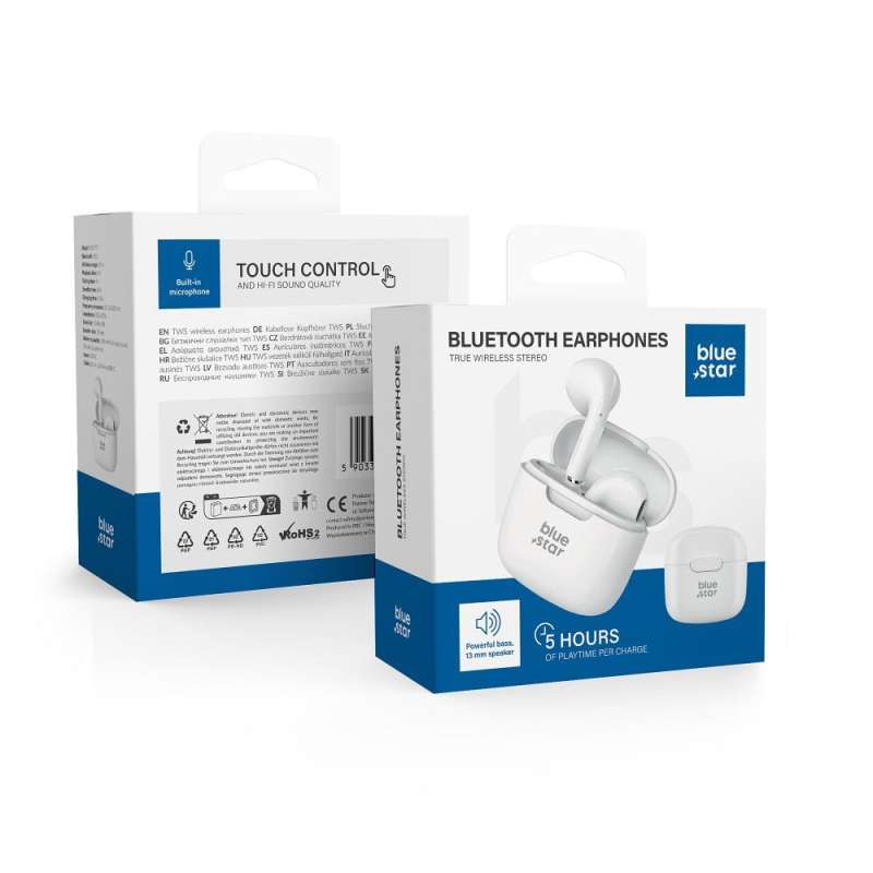 SPOTT-GR Blue Star FI7 - Ασύρματα In-Ear Ακουστικά Bluetooth TWS σε Άσπρο Xρώμα