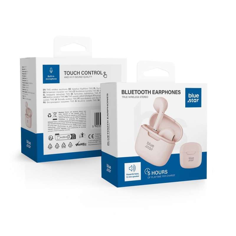 SPOTT-GR Blue Star FI7 - Ασύρματα In-Ear Ακουστικά Bluetooth σε Ροζ Xρώμα