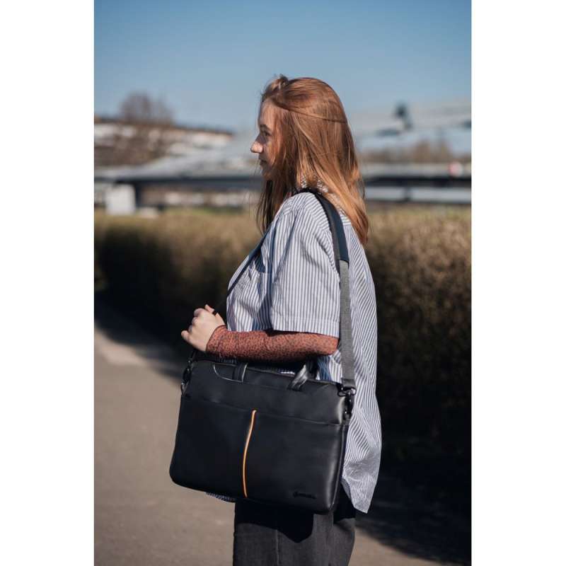 SPOTT-GR Forcell F-Protect Urban Style - Δερμάτινη Θήκη για Laptop 15.6 Ιντσών - Μαύρη