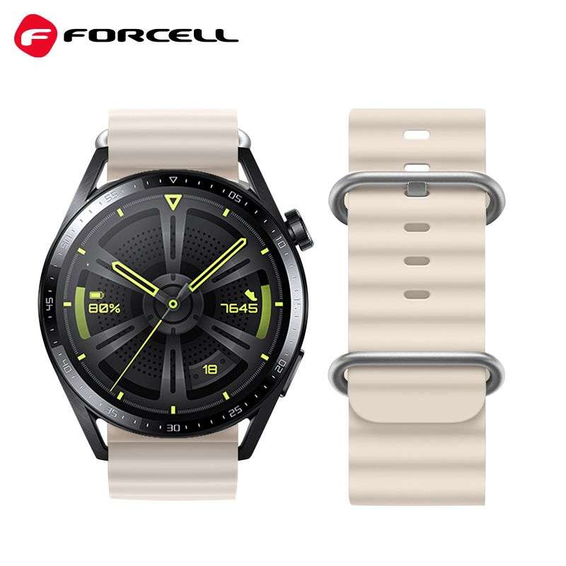 SPOTT-GR Forcell F-Design FS01 - Λουράκι Σιλικόνης για Samsung Galaxy Watch (Πλάτος Λουριού 22mm) - Μπεζ