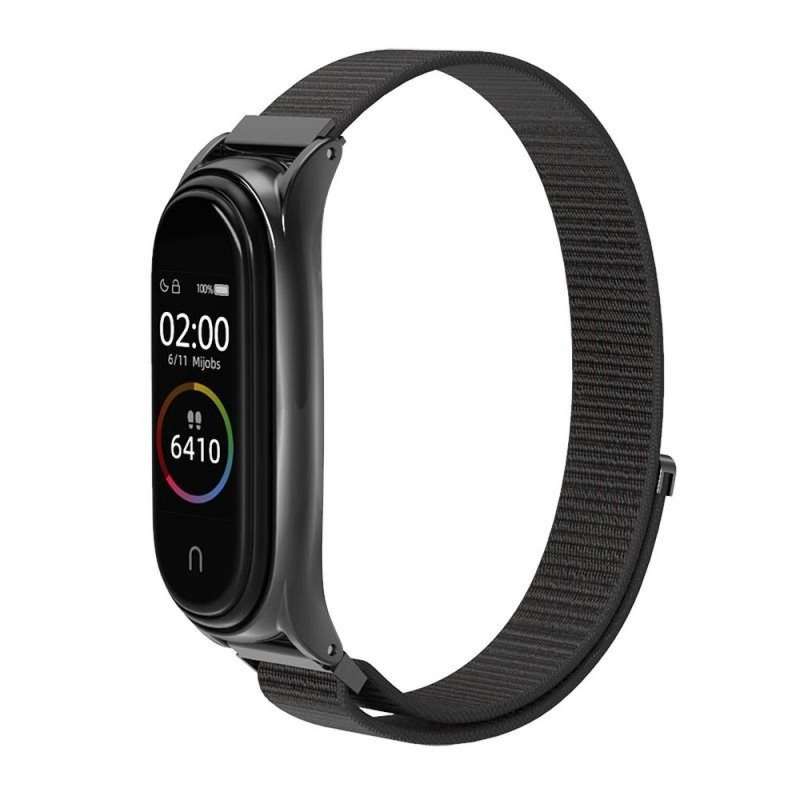 SPOTT-GR Λουράκι Nylon για Smartwatch για Xiaomi Mi Band 5 / 6 / 7 - Μαύρο