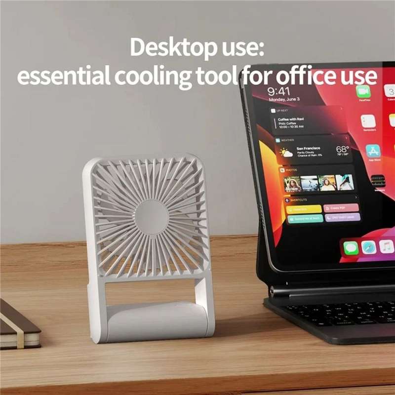 SPOTT-GR Desk Fan HX-123 - Επιτραπέζιος Φορητός Ανεμιστήρας σε Μπεζ Xρώμα