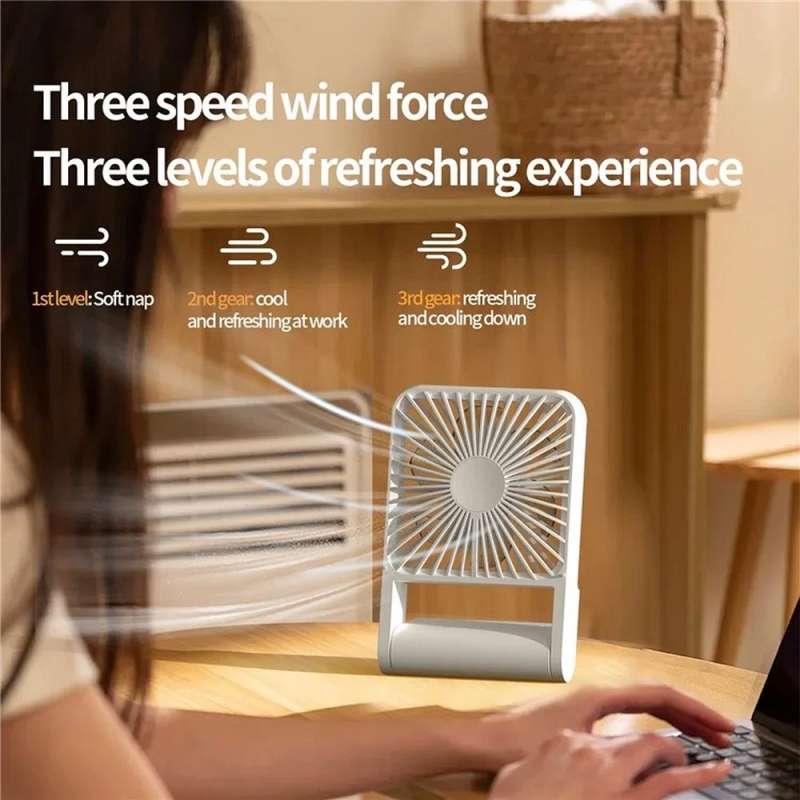 SPOTT-GR Desk Fan HX-123 - Επιτραπέζιος Φορητός Ανεμιστήρας σε Μπεζ Xρώμα