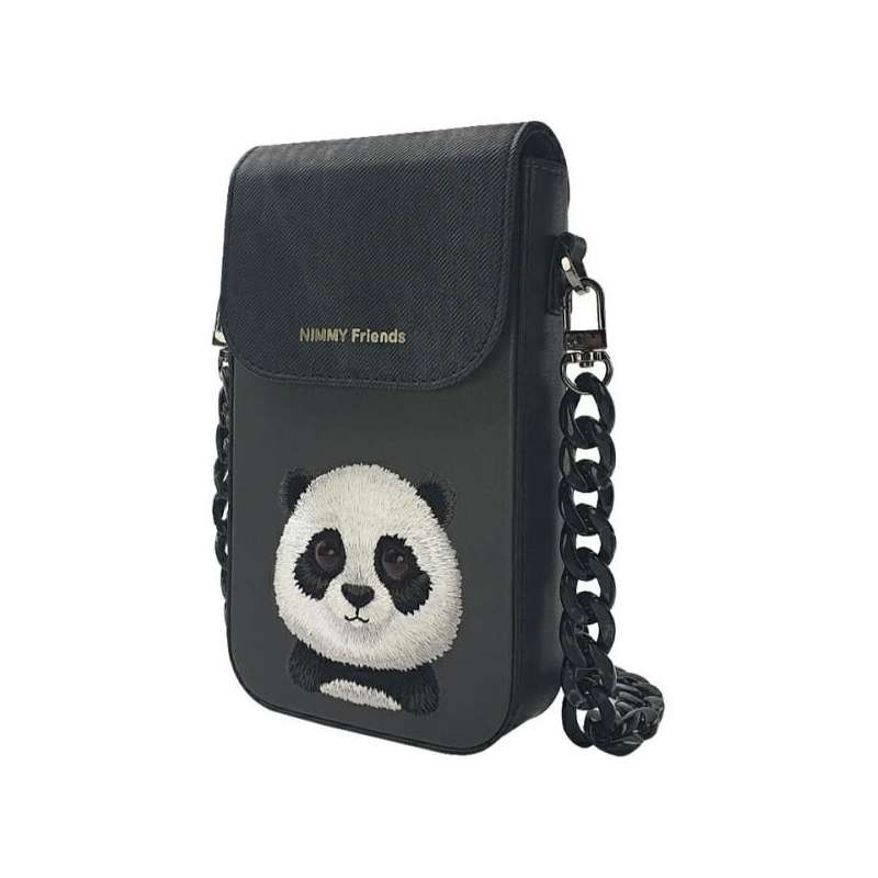 SPOTT-GR Nimmy Bag Big Eyed Pet 2.0 (Panda) - Τσαντάκι Κινητού σε Μαύρο Χρώμα