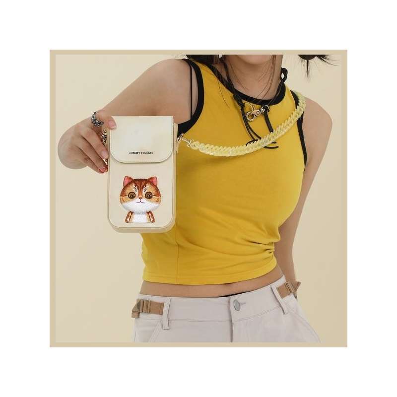SPOTT-GR Nimmy Bag Big Eyed Pet 2.0 (Cat) - Τσαντάκι Κινητού σε Μπεζ Χρώμα