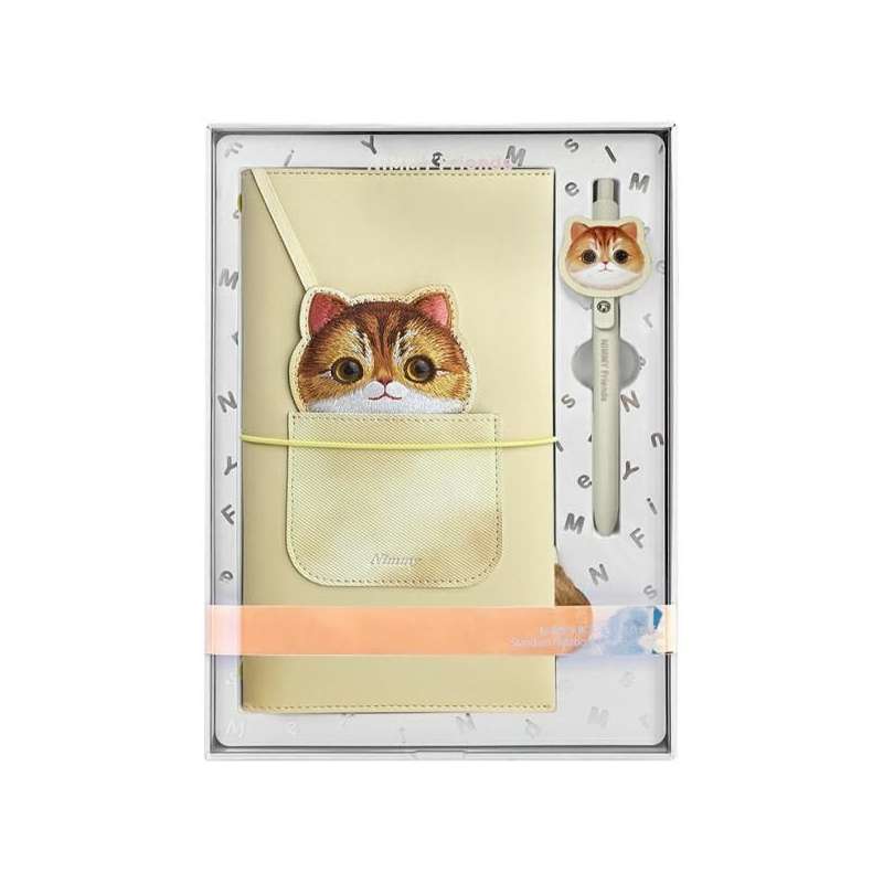 SPOTT-GR Nimmy Big Eyed Pet 2.0 (Cat) Notepad - Σετ Σημειωματάριο και Στυλό σε Μπεζ Xρώμα