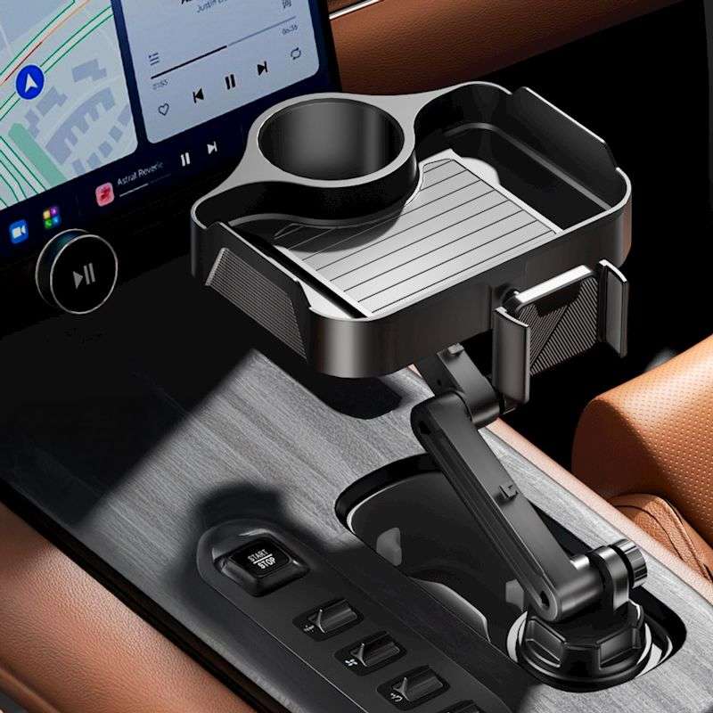 SPOTT-GR Car Table CP2008 - Τραπεζάκι με Ποτηροθήκη για Αυτοκίνητο σε Μαύρο Χρώμα
