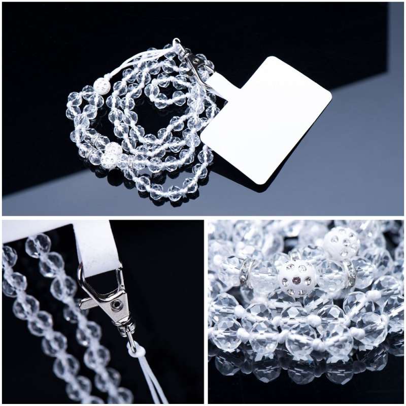 SPOTT-GR Crystal Diamond Pendant - Λουράκι για Θήκες Κινητών (Μήκος 74cm) σε Άσπρο Xρώμα