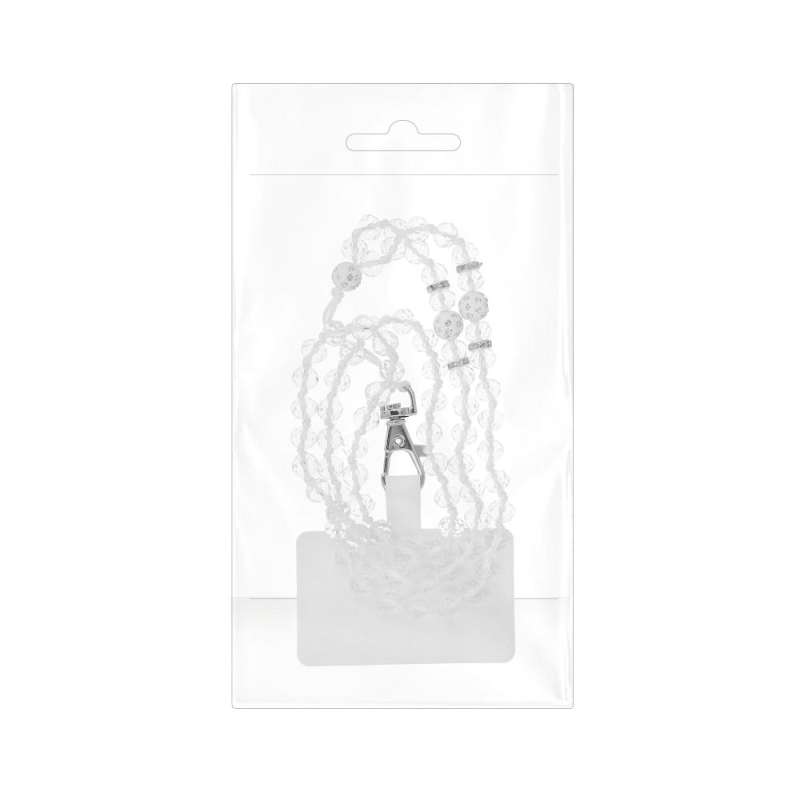 SPOTT-GR Crystal Diamond Pendant - Λουράκι για Θήκες Κινητών (Μήκος 74cm) σε Άσπρο Xρώμα