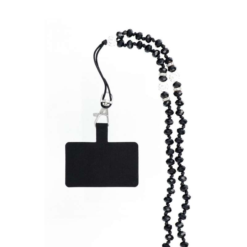 SPOTT-GR Crystal Diamond Pendant - Λουράκι για Θήκες Κινητών (Μήκος 74cm) σε Μαύρο Χρώμα