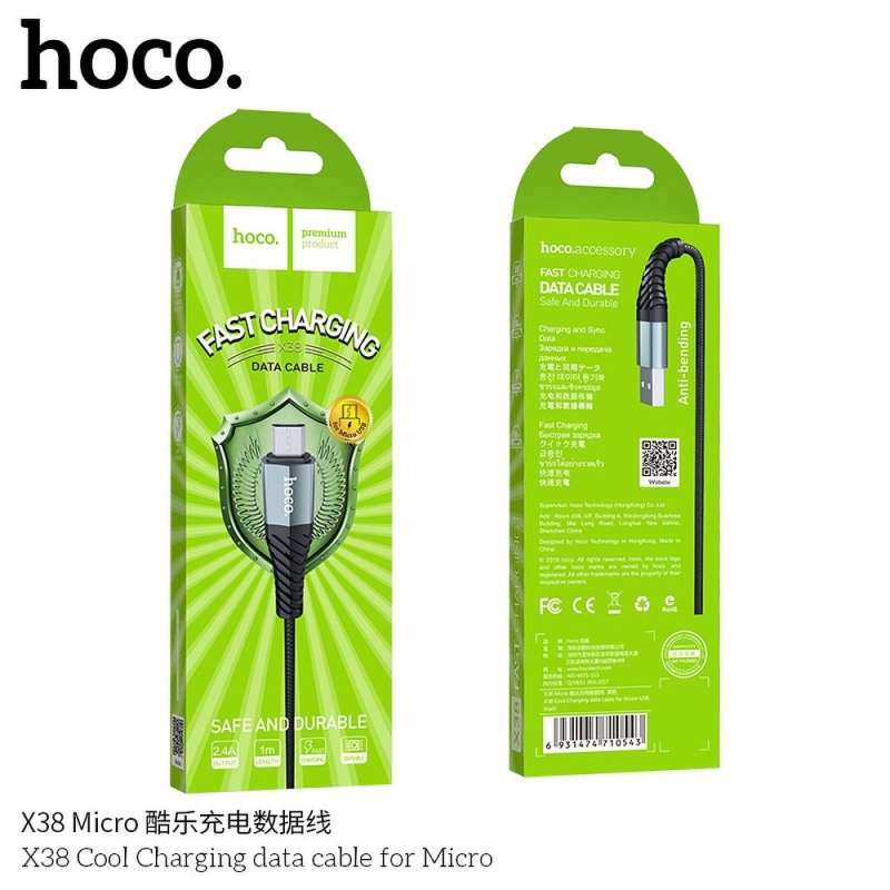 SPOTT-GR Hoco X38 - Καλώδιο USB-A σε Micro USB 1m - Μαύρο