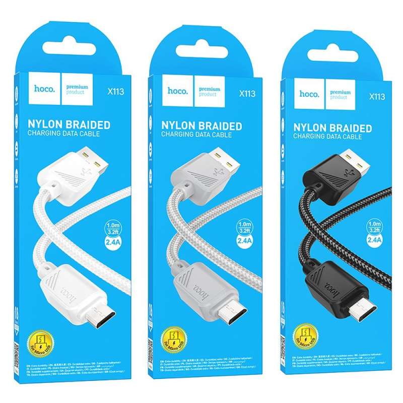 SPOTT-GR Hoco X113 - Καλώδιο USB-A σε Micro USB 2.4A 1m - Άσπρο