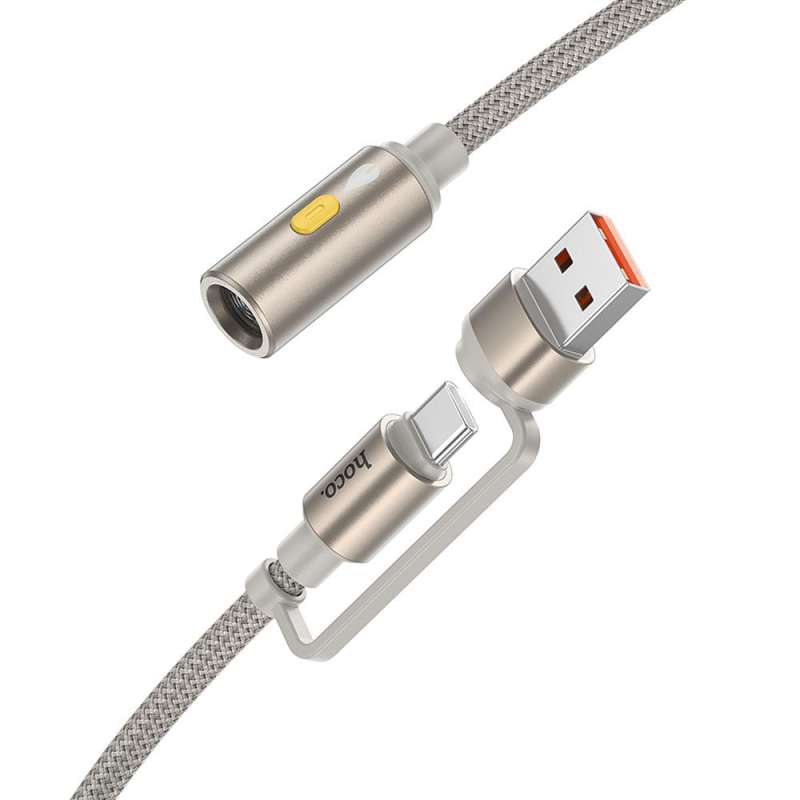 SPOTT-GR Hoco UA38B - Καλώδιο USB-A / Type-C σε Αναπτήρα 0.3m - Χρυσό