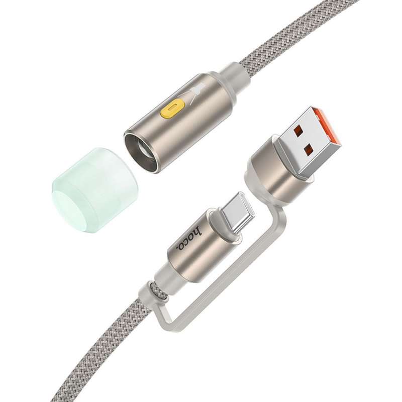 SPOTT-GR Hoco UA38C - Καλώδιο USB-A / Type-C σε LED Φακό 0.3m - Χρυσό