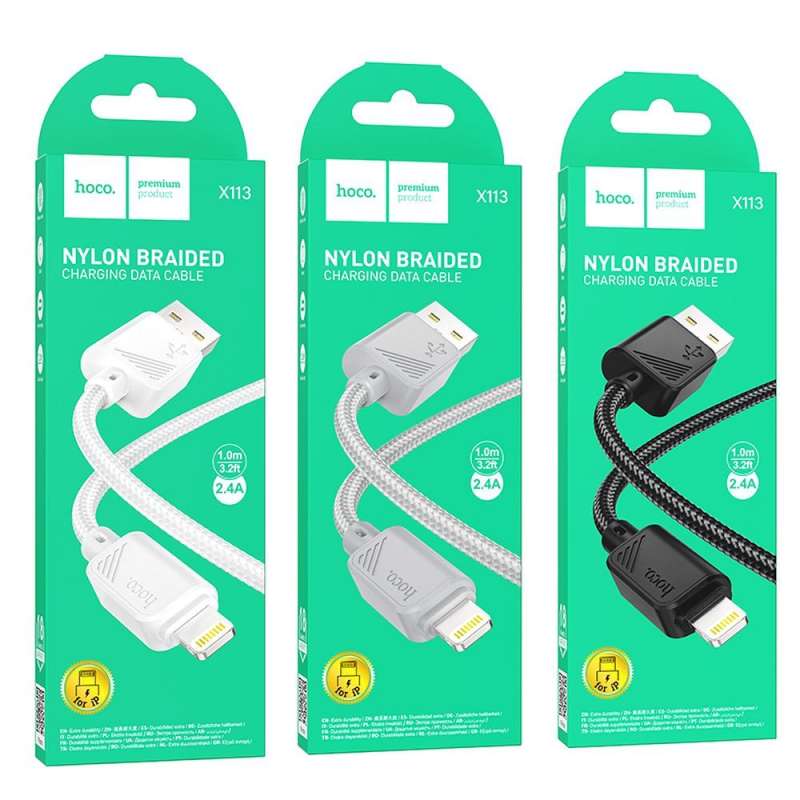 SPOTT-GR Hoco X113 - Καλώδιο USB-A σε Lightning 2.4A 1m - Γκρι