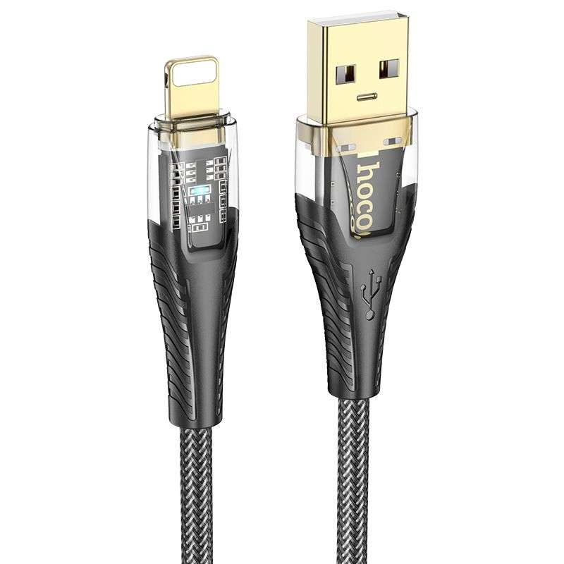 SPOTT-GR Hoco U121 - Καλώδιο USB-A σε Lightning 2.4A 1.2m σε Μαύρο Χρώμα