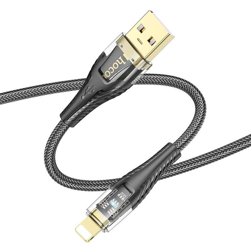 SPOTT-GR Hoco U121 - Καλώδιο USB-A σε Lightning 2.4A 1.2m σε Μαύρο Χρώμα
