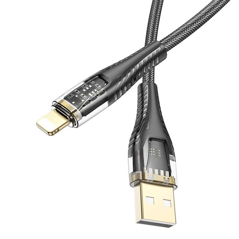 SPOTT-GR Hoco U121 - Καλώδιο USB-A σε Lightning 2.4A 1.2m σε Μαύρο Χρώμα