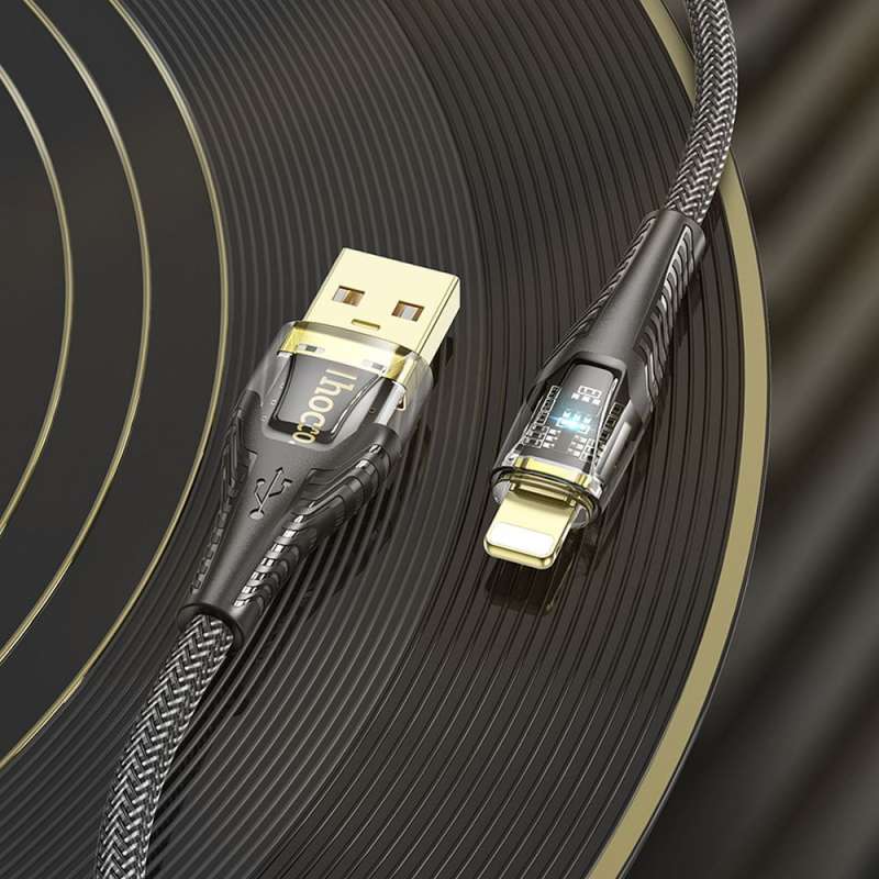 SPOTT-GR Hoco U121 - Καλώδιο USB-A σε Lightning 2.4A 1.2m σε Μαύρο Χρώμα
