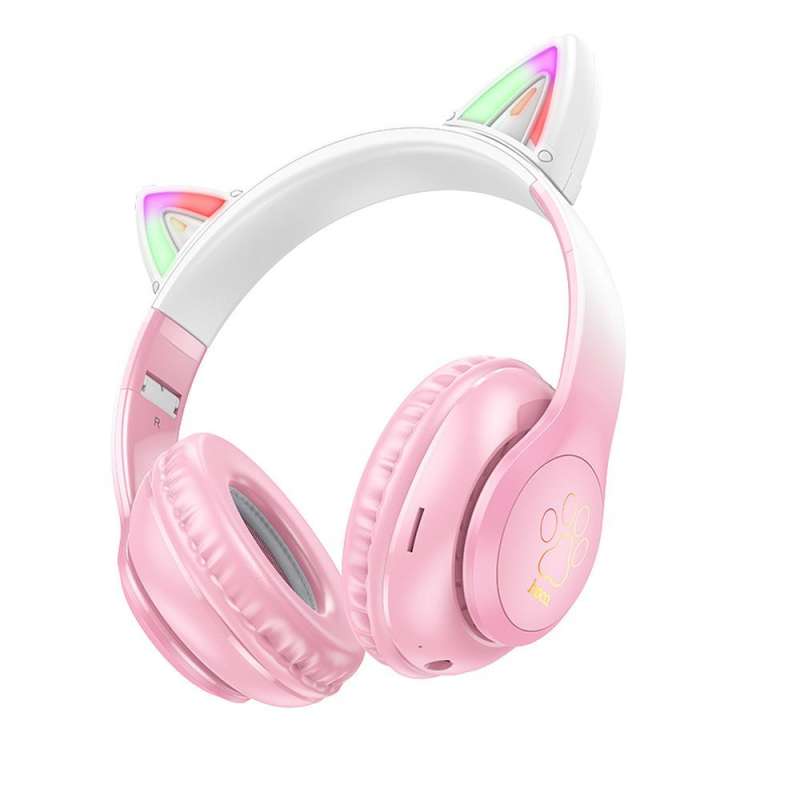 SPOTT-GR Hoco W42 - Ασύρματα Over-Ear Ακουστικά Bluetooth με Σχήμα Cat Ear (Αυτάκια Γάτας) σε Ροζ Xρώμα