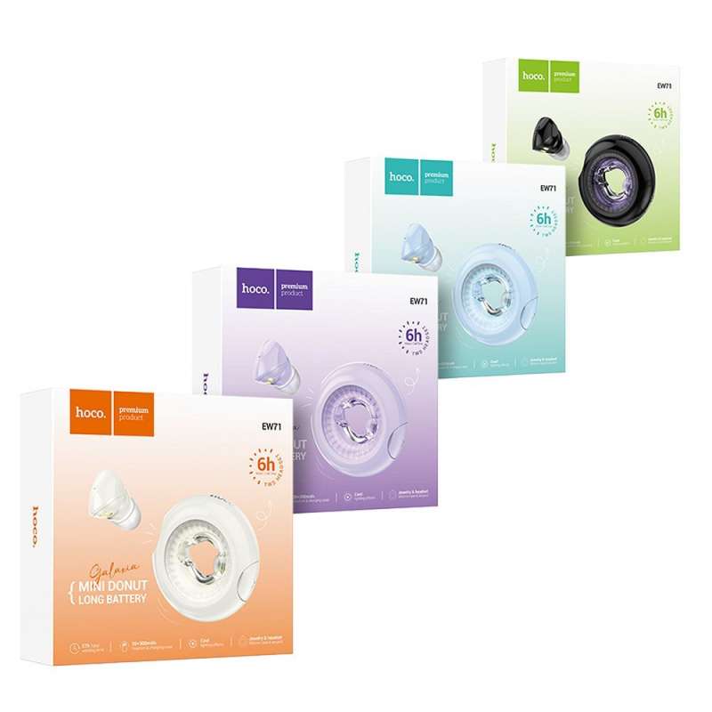 SPOTT-GR Hoco EW71 - Ασύρματα In-Ear Ακουστικά Bluetooth TWS με Θήκη Φόρτισης σε Σχήμα Ντόνατ - Άσπρα