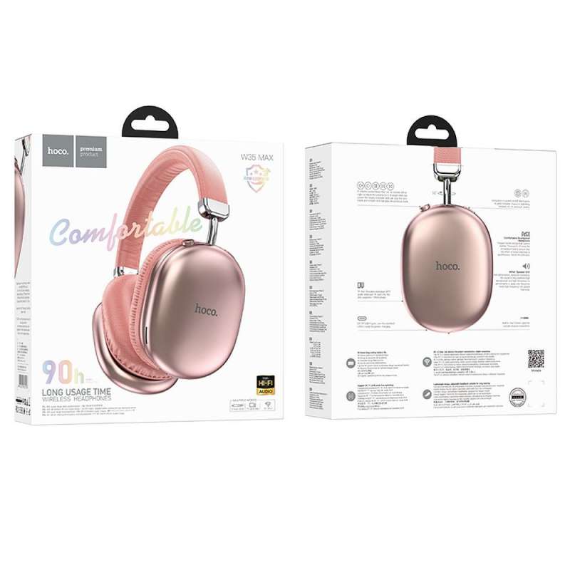 SPOTT-GR Hoco W35 Max - Bluetooth Over-Ear Ασύρματα Ακουστικά Κεφαλής σε Ροζ Χρώμα