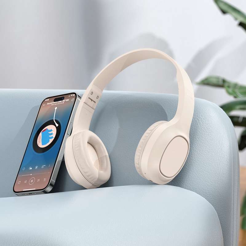 SPOTT-GR Hoco W46 - Ασύρματα Over-Ear Ακουστικά Bluetooth σε Άσπρο Xρώμα