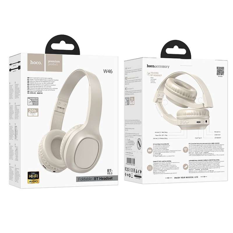 SPOTT-GR Hoco W46 - Ασύρματα Over-Ear Ακουστικά Bluetooth σε Άσπρο Xρώμα