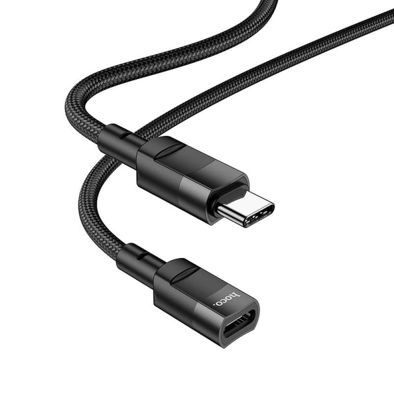 SPOTT-GR Hoco U107 - Μετατροπέας (Επέκταση) OTG Type-C (Αρσενικό) σε Type-C (Θηλυκό) 3A 1.2m - Μαύρος