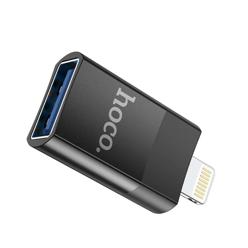 SPOTT-GR Hoco UA17 - Μετατροπέας OTG USB-A (Θηλυκό) σε Lightning (Αρσενικό) - Μαύρος