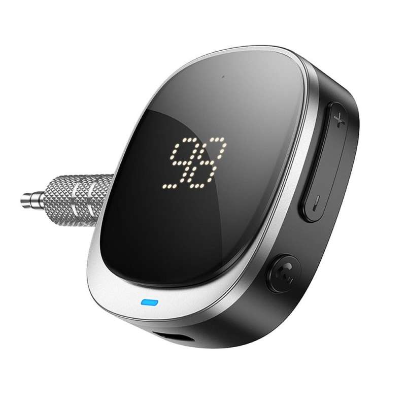 SPOTT-GR Hoco E80 - Φορητός Μετατροπέας AUX από Καρφί 3.5mm σε Bluetooth me Οθόνη LED - Μαύρο