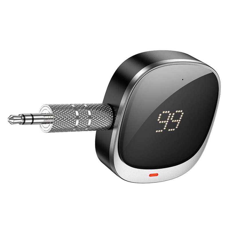 SPOTT-GR Hoco E80 - Φορητός Μετατροπέας AUX από Καρφί 3.5mm σε Bluetooth me Οθόνη LED - Μαύρο