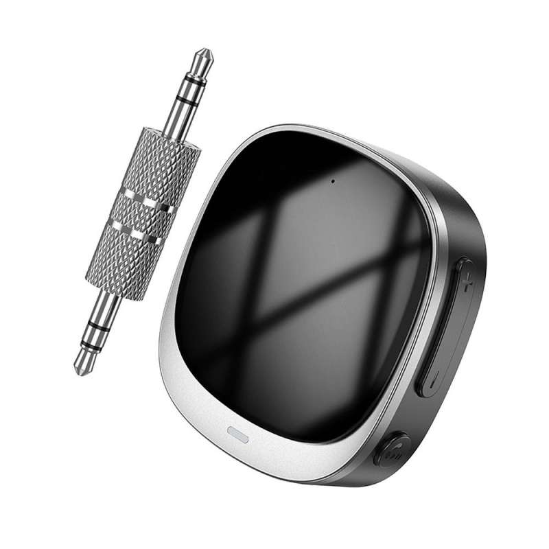 SPOTT-GR Hoco E80 - Φορητός Μετατροπέας AUX από Καρφί 3.5mm σε Bluetooth me Οθόνη LED - Μαύρο